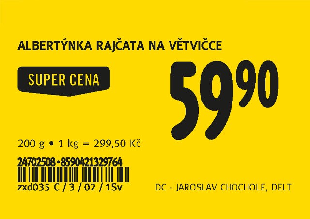 Běžná cena - ilustrační znázornění cenovky