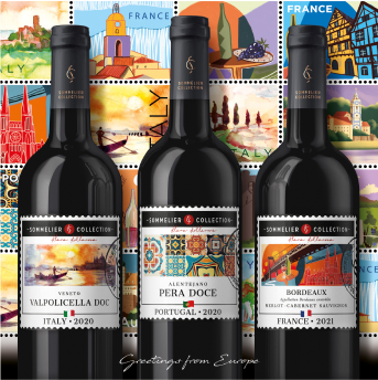 tři lahve světových vín