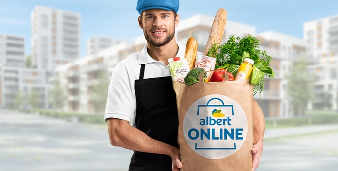 Kurýr s nákupní taškou