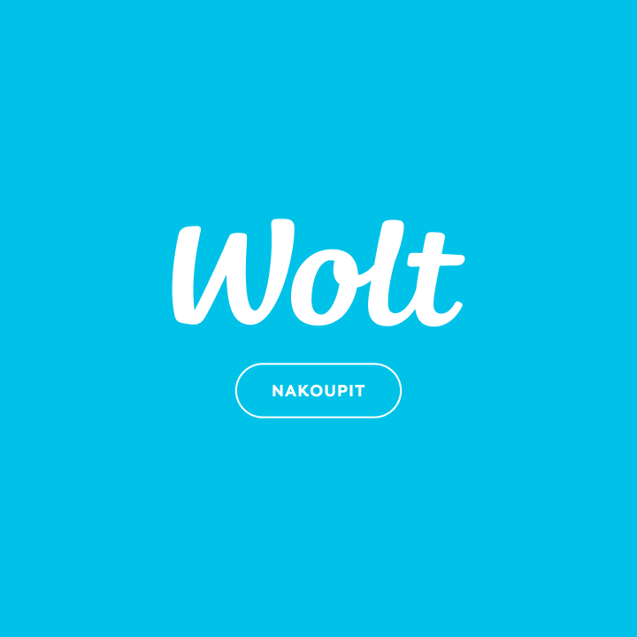 WOLT logo s tlačítkem nakoupit